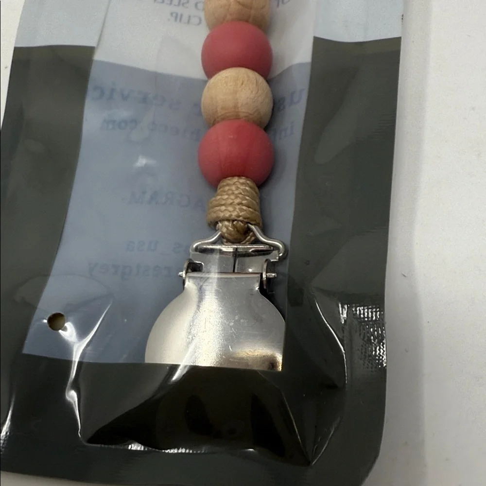Mushie x The Dearest Grey Pacifier Clip Brand New